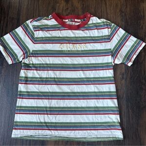 GUESS Shirt Men’s Small Striped Los Angeles Rocky Y2K Retro 90s Red Green Blue